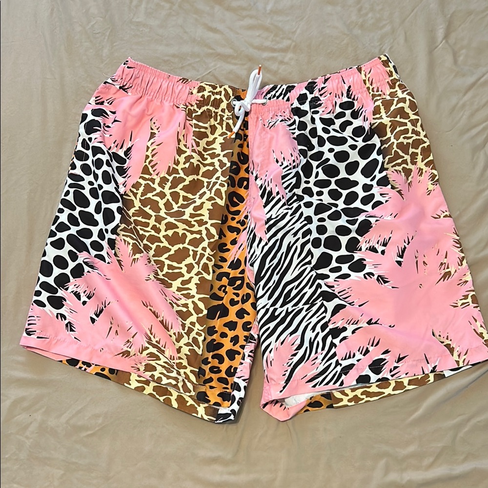 Pink and Animal Print Shorts